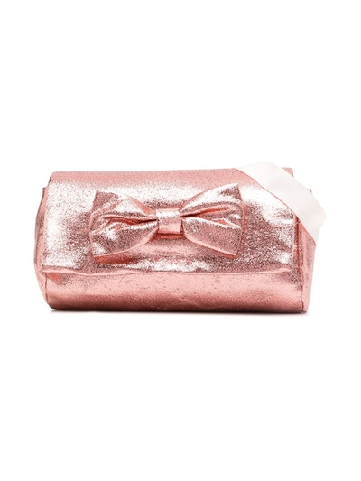 Hucklebones London Bow Metallic-effect Bag In Pink