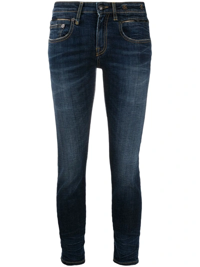 Shop R13 Cropped Low-rise Skinny Jeans In Blue