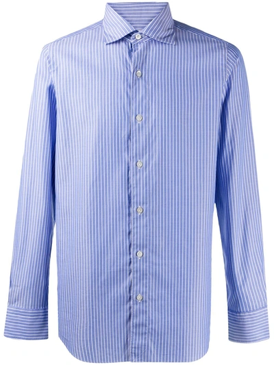 Shop Finamore 1925 Napoli Tokyo Stripe-print Shirt In Blue