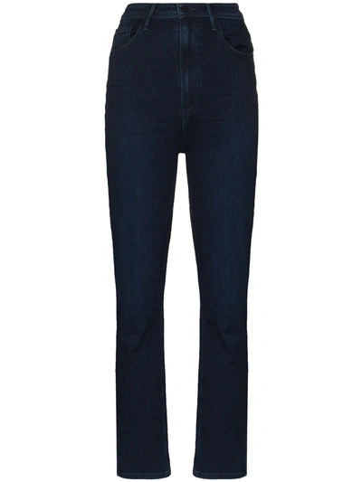 Shop Paige Cindy Ankle-slit Slim-cut Jeans In Blue