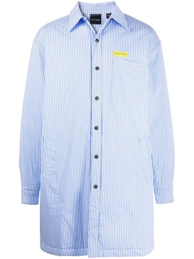 Shop Daily Paper Long-line Pinstripe Shirt In Blue