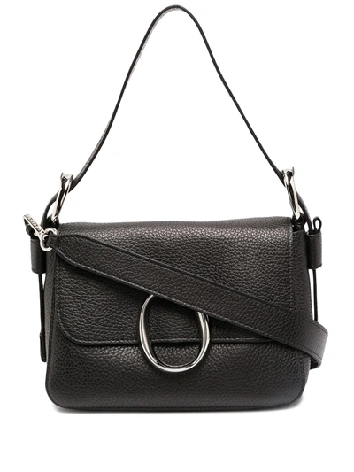 Shop Orciani Soho Leather Shoulder Bag In Black