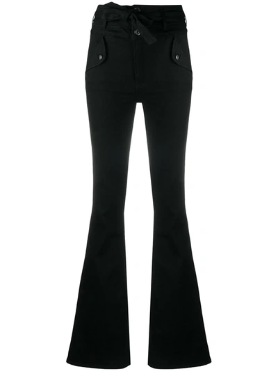 Shop Veronica Beard Flared Jeans With Tied Waist In Black