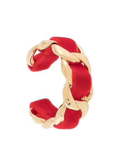 Pre-owned Chanel 1980s Velvet And Chain-link Cuff In Red