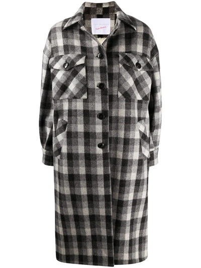 Shop Giada Benincasa Plaid-pattern Single-breasted Coat In Grey