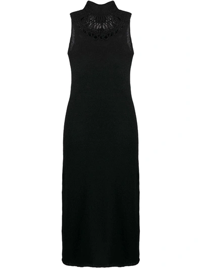 Shop Yohji Yamamoto Knitted Dress With Rear Unravelling In Black