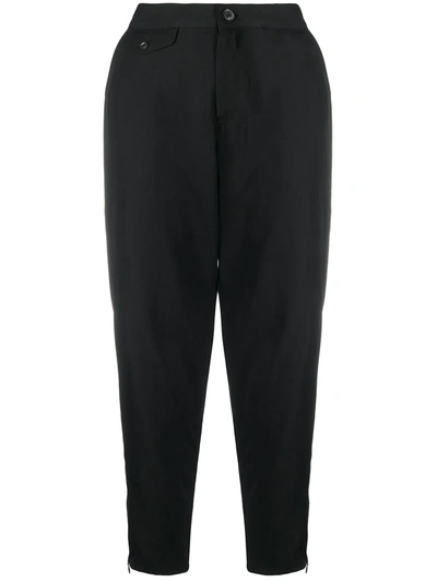 Shop Yohji Yamamoto Cropped Tapered Trousers In Black