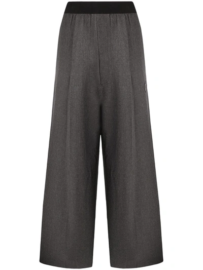 Shop We11 Done Logo-patch Wide Trousers In Grey