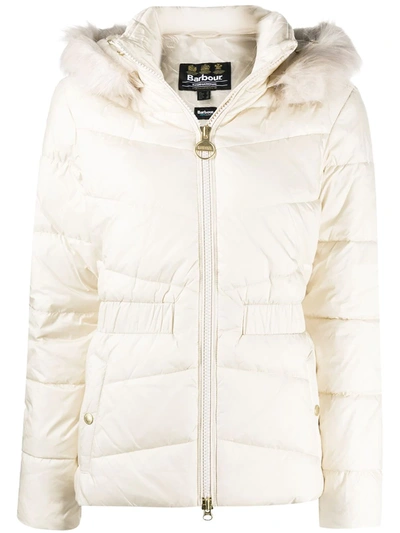 Shop Barbour Hooded Puffer Jacket In Neutrals