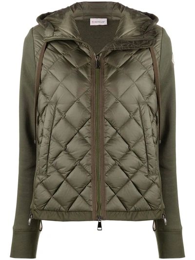 Shop Moncler Diamond-quilted Multi-panel Design Jacket In Green