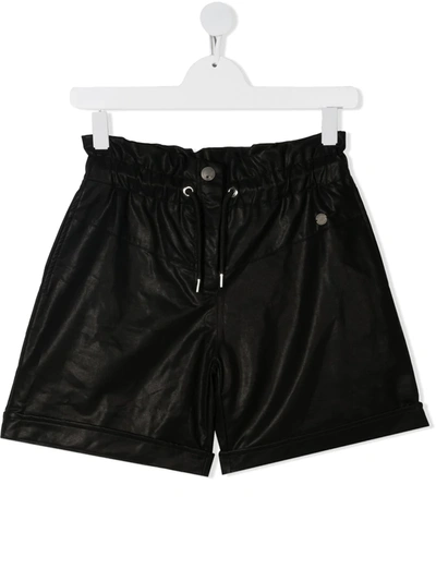 Shop Alberta Ferretti Teen Faux Leather Shorts In Black
