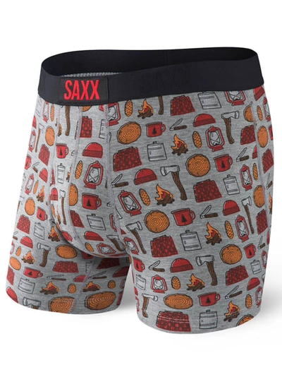 Shop Saxx Ultra Boxer Brief In Grey Lumberjack