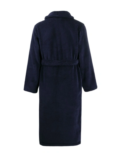 Shop Polo Ralph Lauren Embroidered Logo Robe In Blue