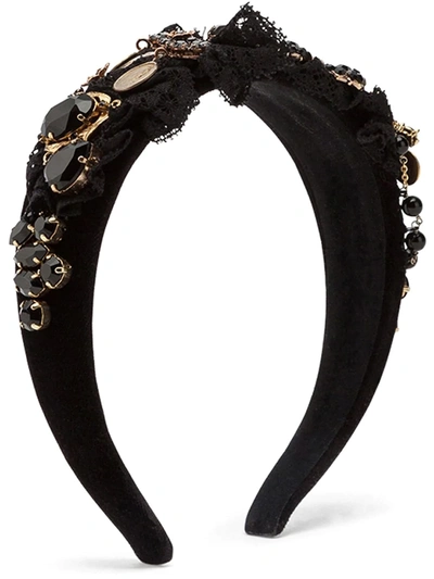 Shop Dolce & Gabbana Embellished Headband In Black