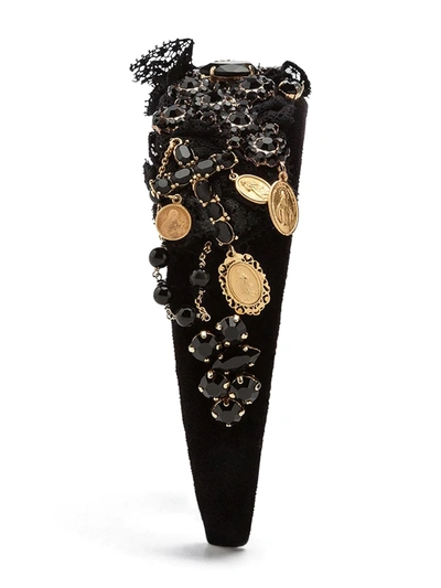 Shop Dolce & Gabbana Embellished Headband In Black