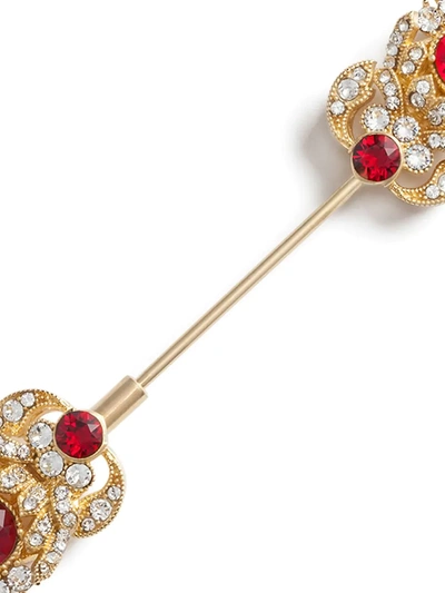 Shop Dolce & Gabbana Crystal Pin Brooch In Gold