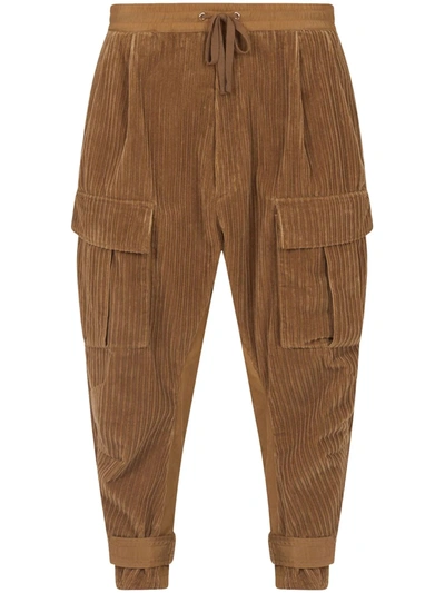 Shop Dolce & Gabbana Corduroy Drop-crotch Trousers In Grey