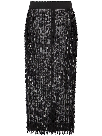 Shop Dolce & Gabbana Embroidered Pencil Skirt In Black