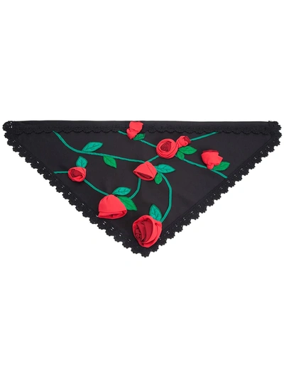 Shop Dolce & Gabbana Embroidered Floral Scarf In Black