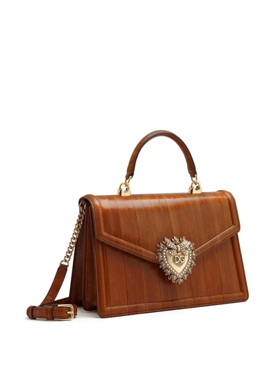 Shop Dolce & Gabbana Large Devotion Tote Bag In Brown