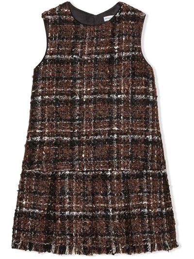 Dolce & Gabbana Tartan-check Tweed Dress In Brown