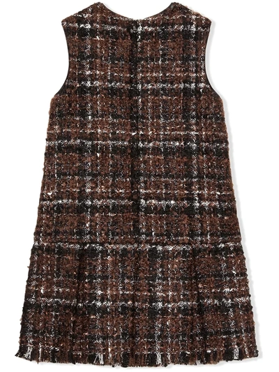 Shop Dolce & Gabbana Tartan-check Tweed Dress In Brown
