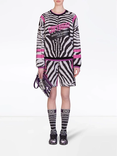 Shop Dolce & Gabbana Zebra-print Track Shorts In White