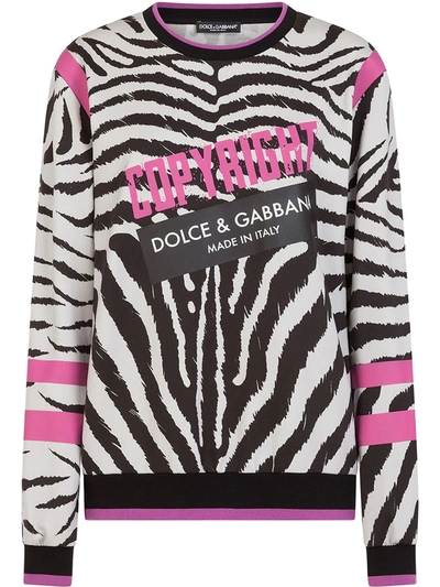 Shop Dolce & Gabbana Zebra Jungle Sport Print Sweatshirt In White