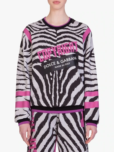 Shop Dolce & Gabbana Zebra Jungle Sport Print Sweatshirt In White