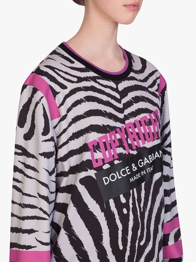 Shop Dolce & Gabbana Zebra Jungle Sport Print Sweatshirt In White