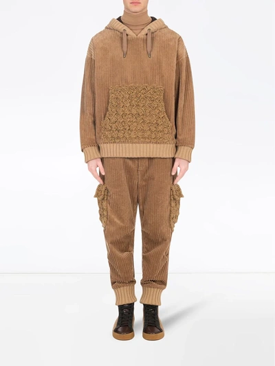 Shop Dolce & Gabbana Drawstring Corduroy Hoodie In Brown