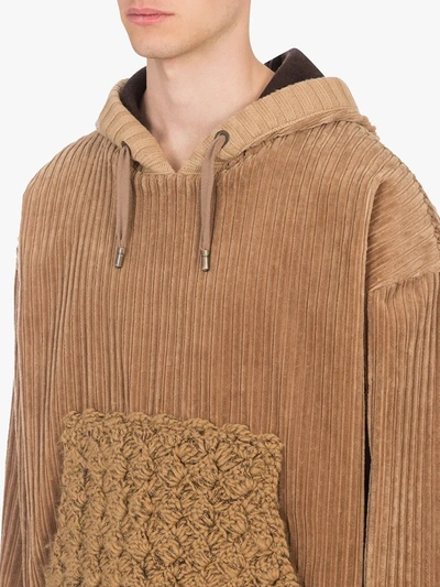 Shop Dolce & Gabbana Drawstring Corduroy Hoodie In Brown