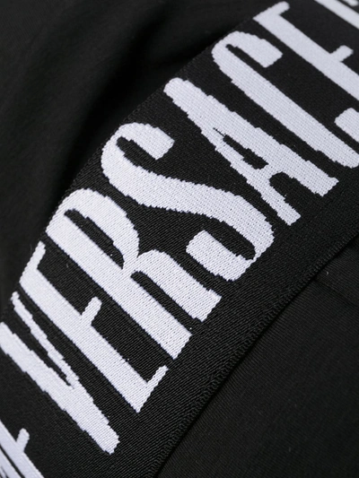 Shop Versace Logo Waistband Briefs In Black