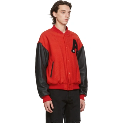 Shop Raf Simons Red And Black American Bomber Jacket In 00030 Red