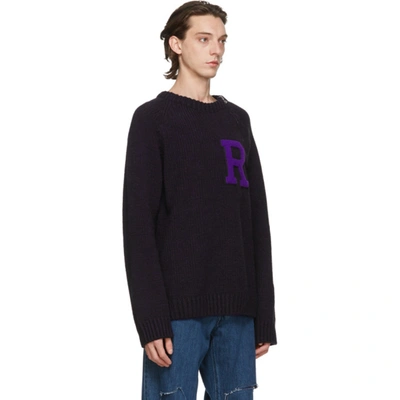 Shop Raf Simons Purple Letter Badge Sweater In 00057 Drkpu