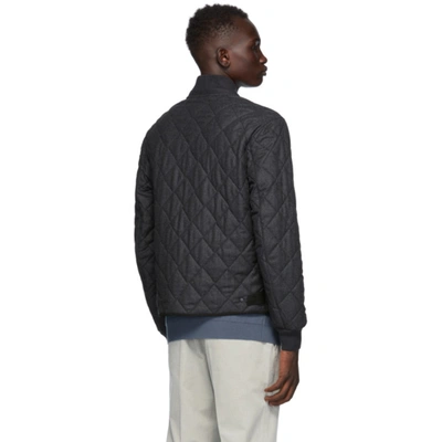 Shop Ermenegildo Zegna Grey Wool Quilted Bomber