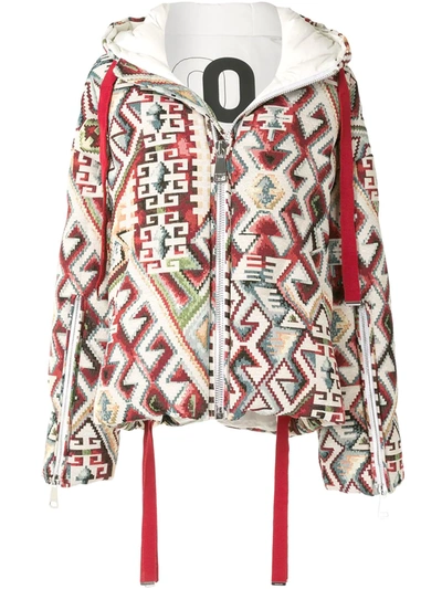 Shop Khrisjoy Geometric-print Puffer Jacket In Red