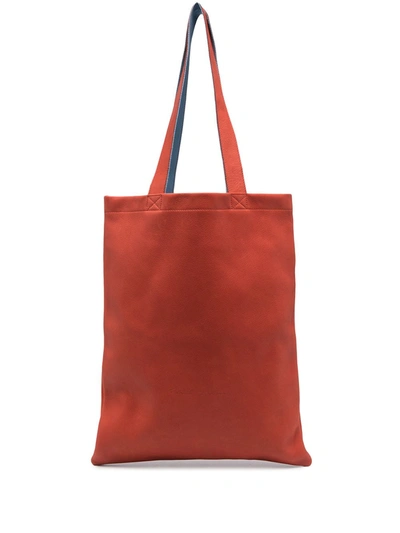 Shop Rick Owens Large Leather Tote Bag In Orange