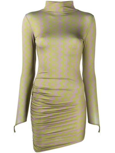 Shop Maisie Wilen Asymmetric Hem Geometric-print Dress In Green