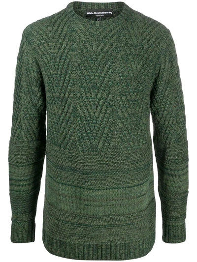 Shop White Mountaineering Crew Neck Chunky Knit Jumper In Green
