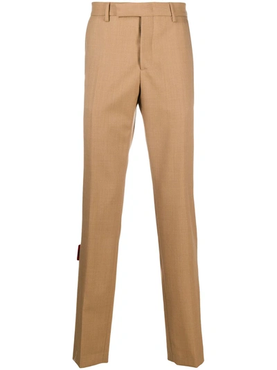 Shop Msgm Straight-leg Tailored Trousers In Brown