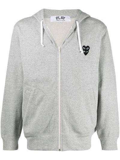 Shop Comme Des Garçons Play Chest Logo Hoodie In Grey
