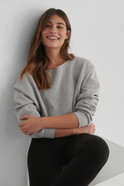 Shop Na-kd Reborn One Shoulder Raw Edge Neck Sweater Grey In Grey Melange