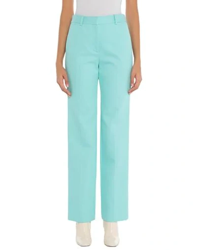 Shop Victoria Beckham Woman Pants Turquoise Size 10 Cotton In Blue