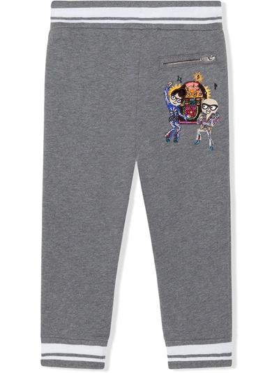 Dolce & Gabbana Stripe-trim Track Pants In Grey