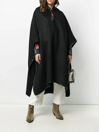 Shop Isabel Marant Contrasting-trim Hooded Cape In Black