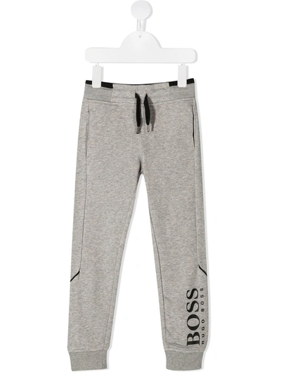 Shop Hugo Boss Logo-print Track Pants In Grey