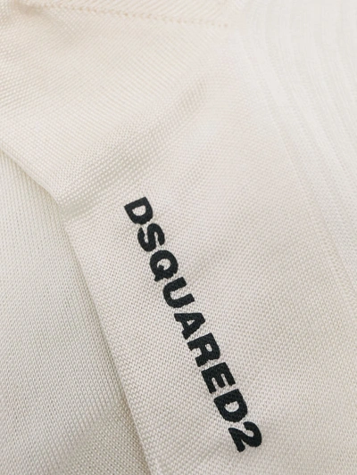 Shop Dsquared2 Logo-print Ribbed Socks In White