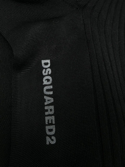 Shop Dsquared2 Logo-print Ribbed Socks In Black