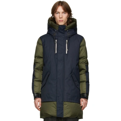 Shop Mackage Green And Navy Down Simon Coat In Army/navy